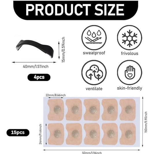 Magnetic Nose Strip, 15 Pcs Magnetic Nasal Strips, Nose Magnet for Breathing, Intake Breathing Nose Magnets, Anti-Snoring Magnetic Nose Clip for Home,Travel,Hotel,Business Trip,Men&Women,Black